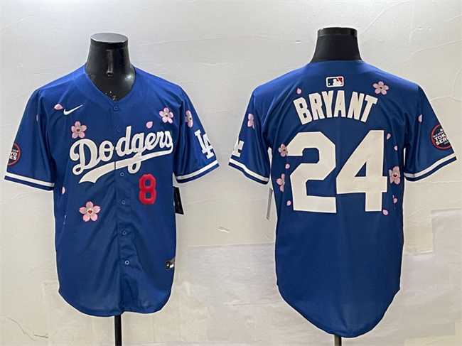 Men%27s Los Angeles Dodgers Front #8 Back #24 Kobe Bryant Royal 2025 Tokyo Series Limited Stitched Jersey
